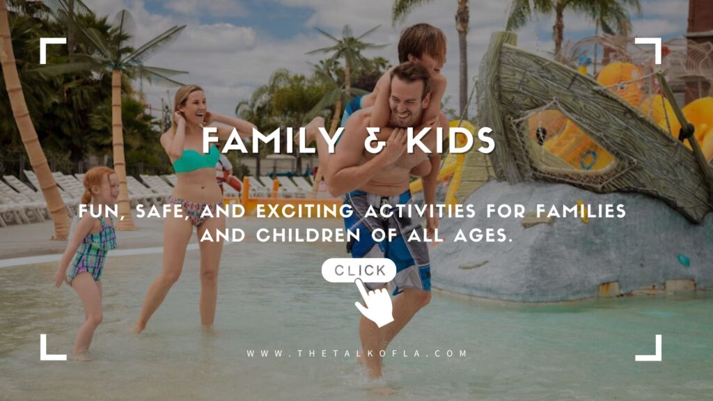 Family & Kids having fun in Los Angeles at a waterpark.